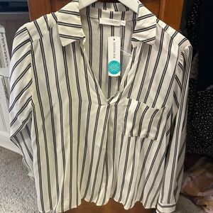White and Navy striped blouse